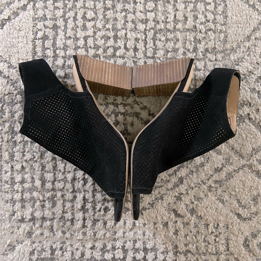 Perforated Suede Open-Toe Booties - image 1